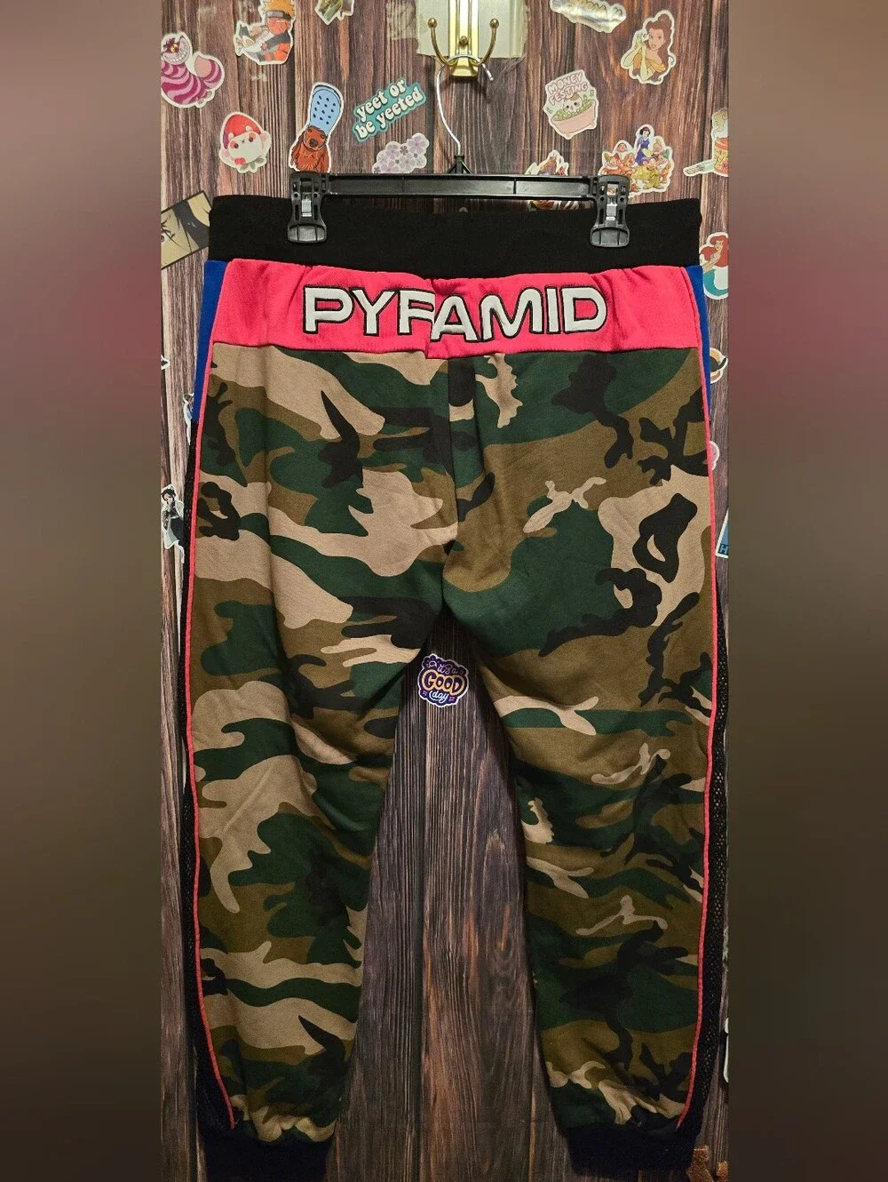Black Pyramid camo Joggers with Contrast Panels and Zipper Pockets